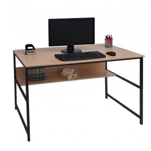 Mesa de Oficina EVOKE, Estructura Metálica, Superficie de Madera color Negro efecto Mármol