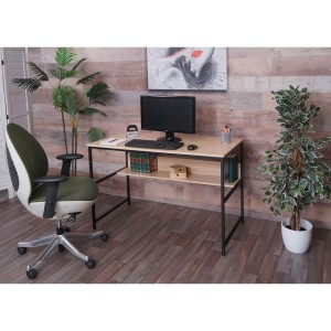 Mesa de Oficina EVOKE, Estructura Metálica, Superficie de Madera color Negro efecto Mármol