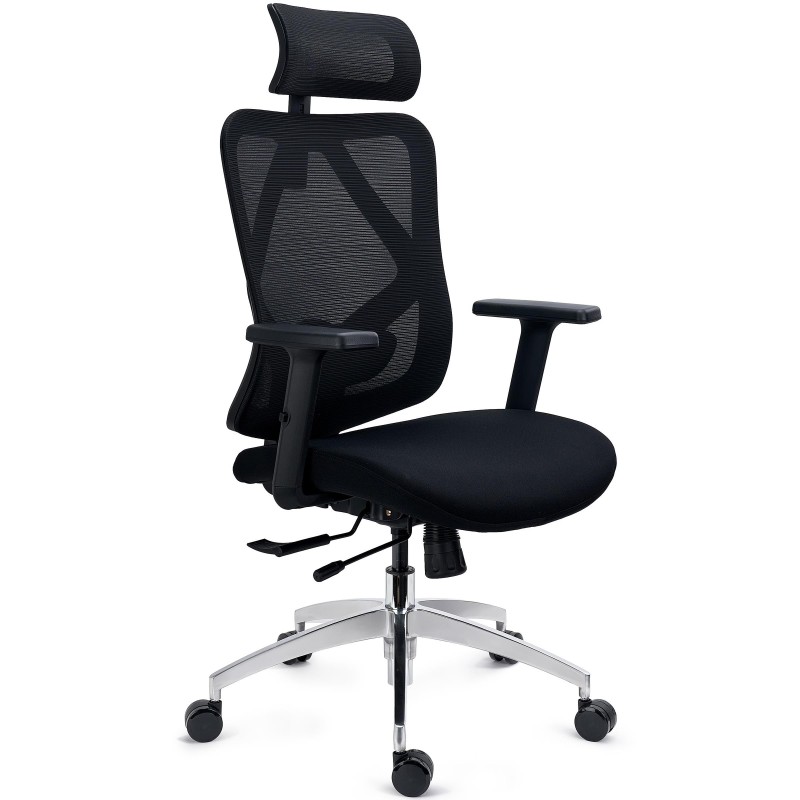 Silla Ergonómica LONDON, Ajustable, Base Metal, En Negro