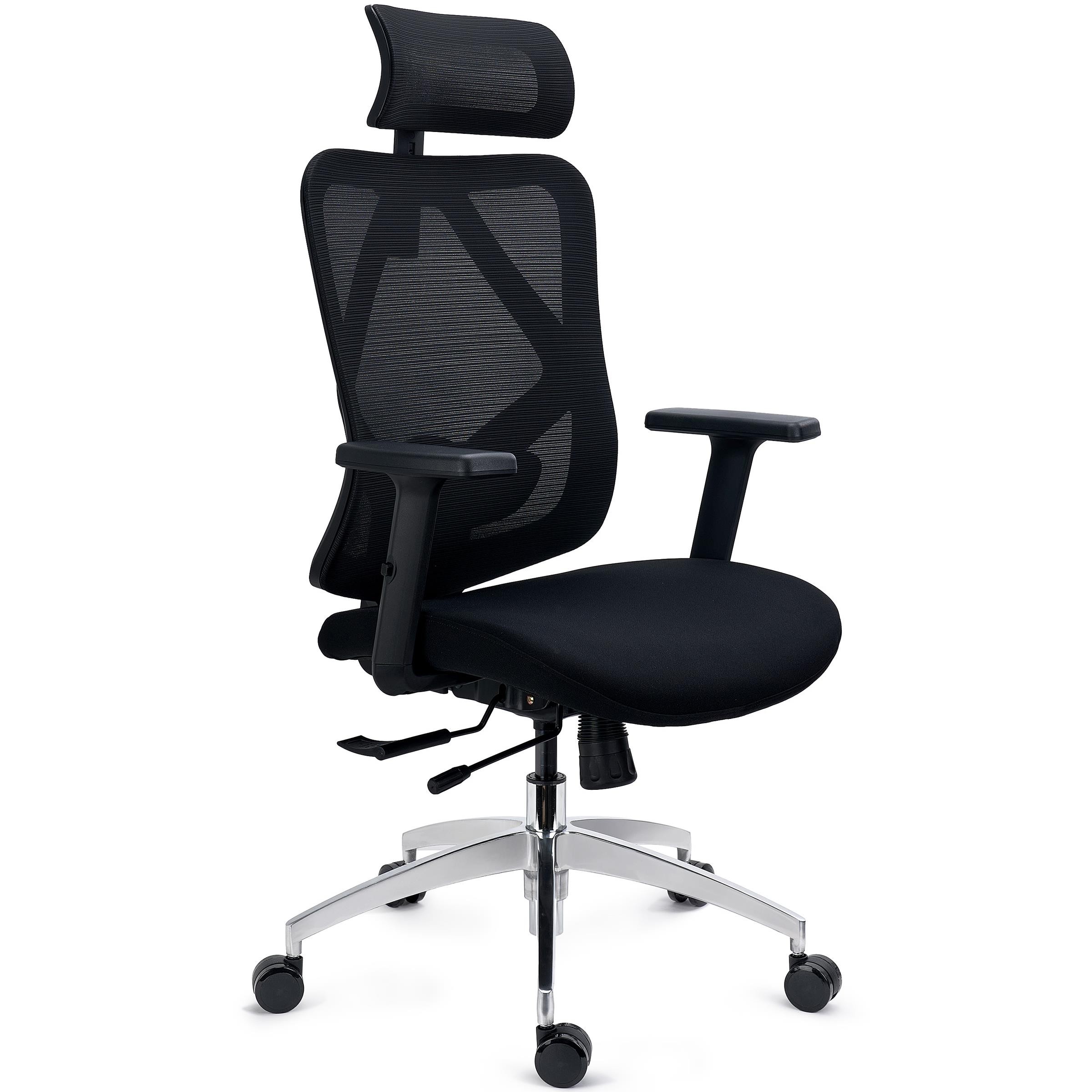 Silla Ergonómica LONDON, Soporte Lumbar Ajustable, Asiento Deslizante, Brazos 3D, Uso 8H, Negro