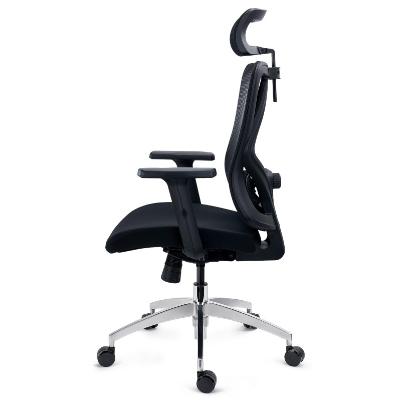 Silla Ergonómica LONDON, Ajustable, Base Metal, En Negro