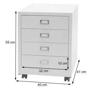 Archivador DONY 4 CAJONES, 40x41x55 cm, en Acero Blanco