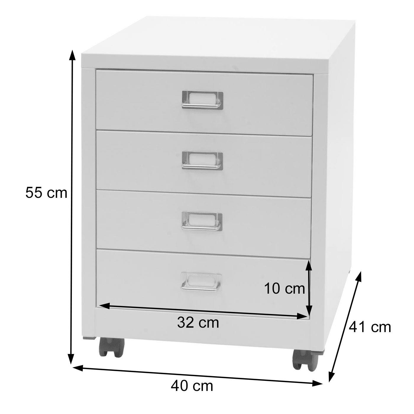 Archivador DONY 4 CAJONES, 40x41x55 cm, en Acero color Blanco
