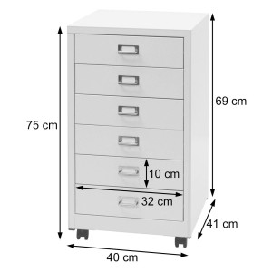 Archivador DONY 6 CAJONES, 40x41x75 cm, en Acero Blanco