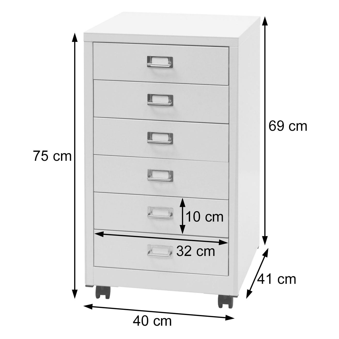 Archivador DONY 6 CAJONES, 40x41x75 cm, en Acero color Blanco