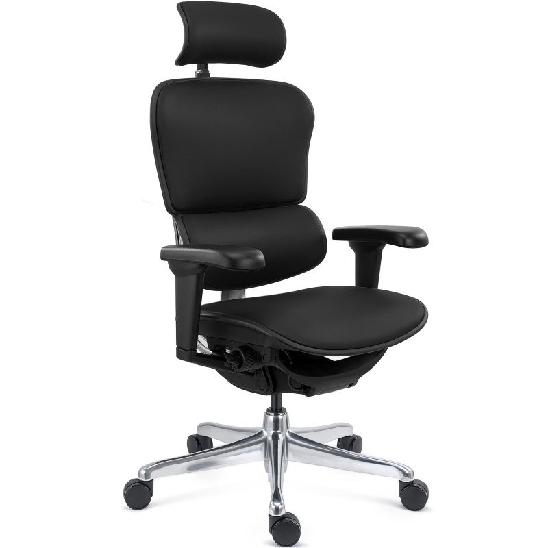 Sillas Ergonómica ERGOULTRA, Máximos Ajustes, En Piel Negra