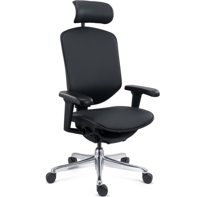 Sillas Ergonómica ENJOY, Máximos Ajustes, En Piel Negra