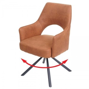 Silla de Confidente Giratoria ANNIE en Piel color Marrón