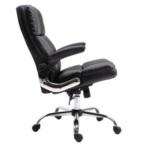 Sillón de oficina ALEXANDER, Brazos Abatibles, Mecanismo Basculante, en Piel color Negro