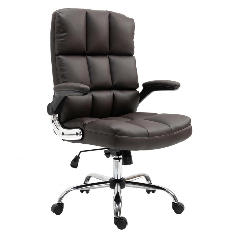Sillón de oficina ALEXANDER, Brazos Abatibles, Mecanismo Basculante, en Piel color Negro