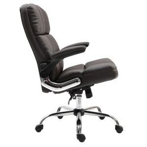 Sillón de oficina ALEXANDER, Brazos Abatibles, Mecanismo Basculante, en Piel color Negro