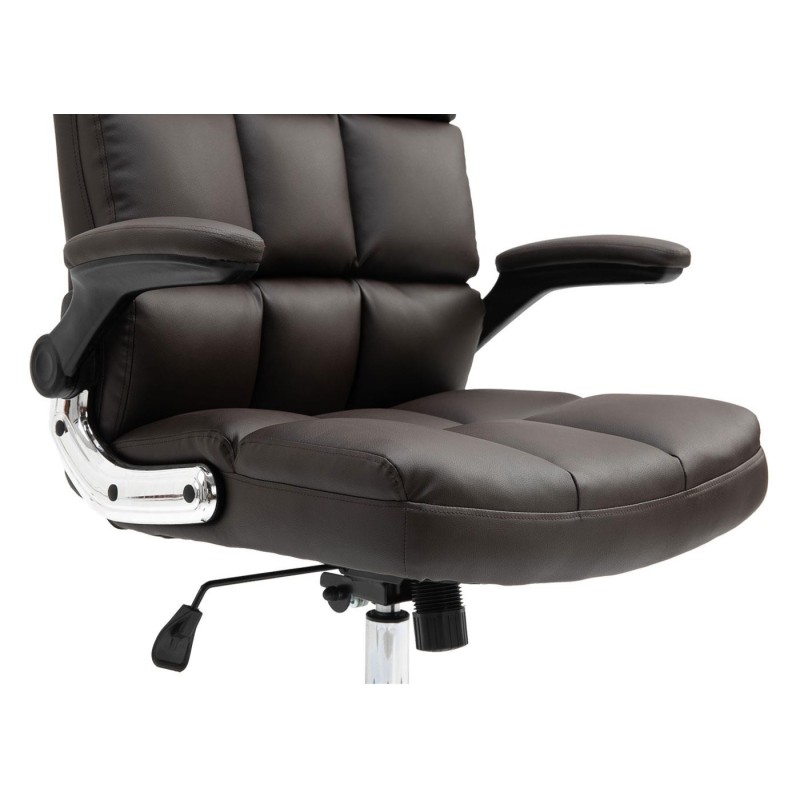 Sillón de oficina ALEXANDER, Brazos Abatibles, Mecanismo Basculante, en Piel color Negro