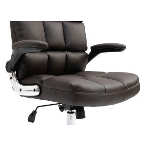 Sillón de oficina ALEXANDER, Brazos Abatibles, Mecanismo Basculante, en Piel color Negro