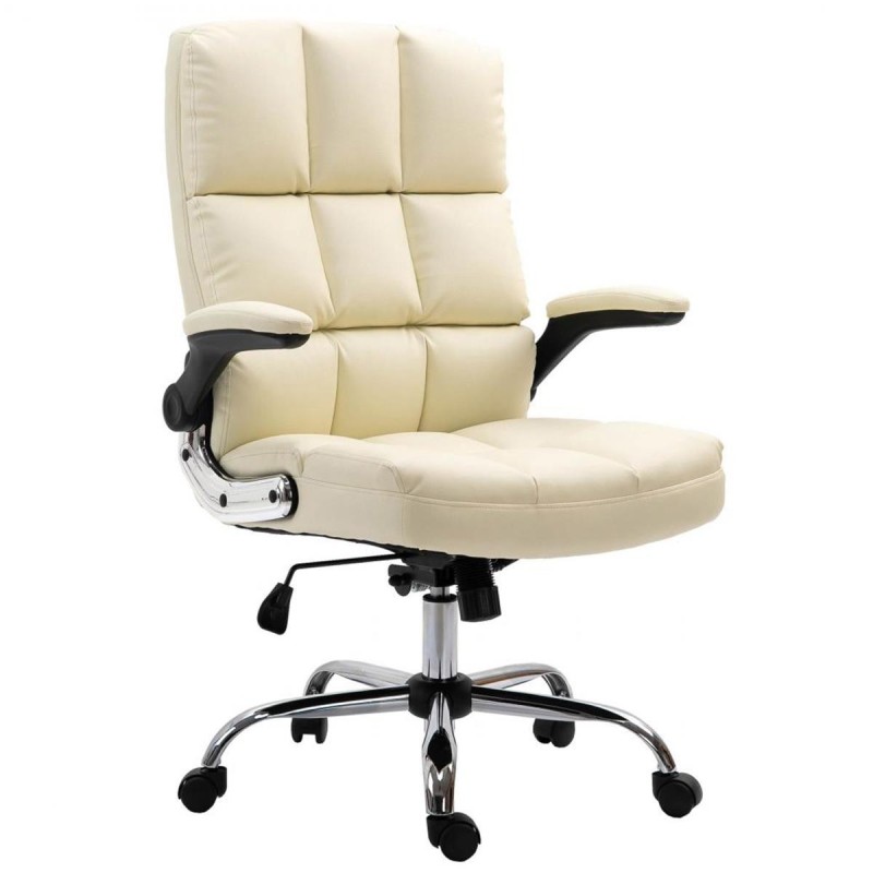 Sillón de oficina ALEXANDER, Brazos Abatibles, Mecanismo Basculante, en Piel color Negro