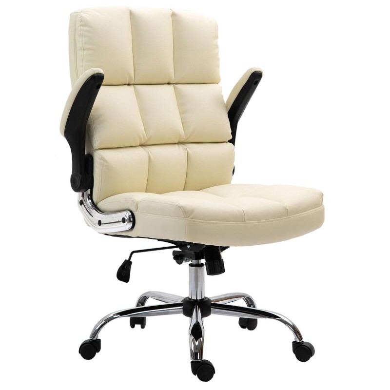 Sillón de oficina ALEXANDER, Brazos Abatibles, Mecanismo Basculante, en Piel color Negro