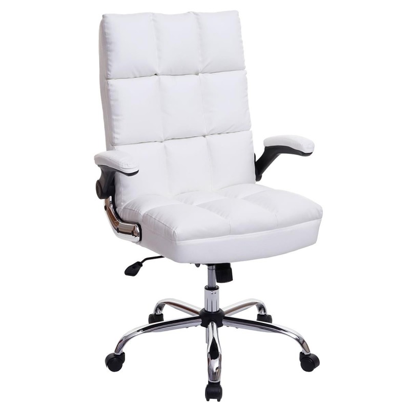 Sillón de oficina ALEXANDER, Brazos Abatibles, Mecanismo Basculante, en Piel color Negro