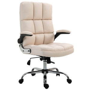 Sillón de oficina ALEXANDER, Brazos Abatibles, Mecanismo Basculante, en Tela color Crema