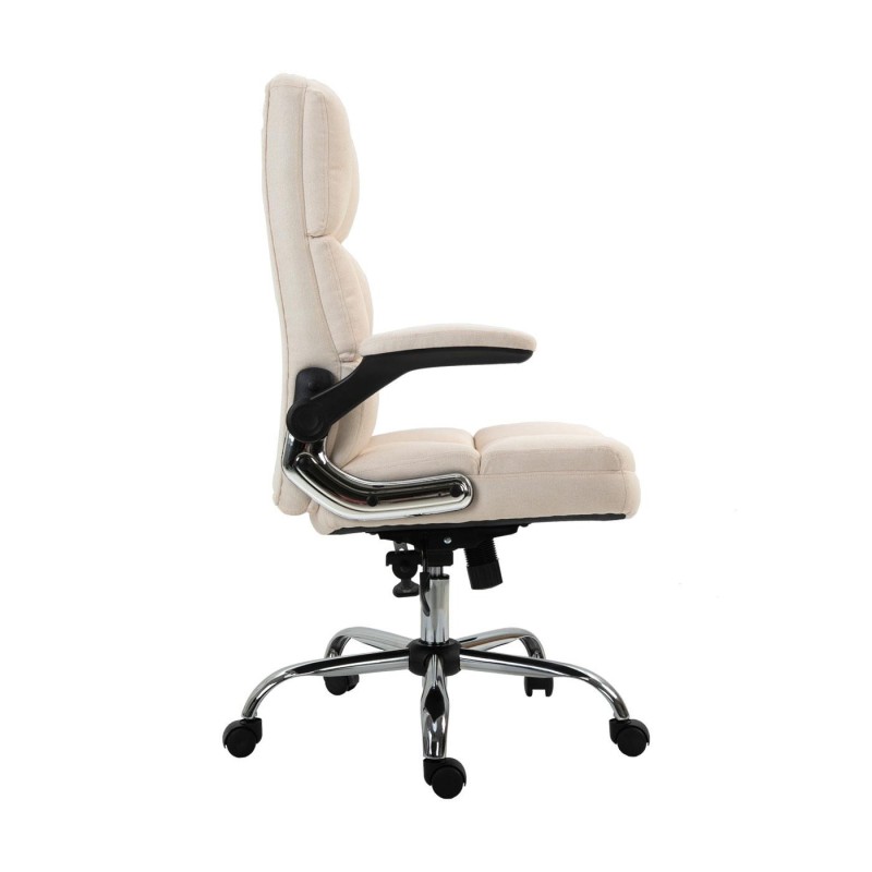 Sillón de oficina ALEXANDER, Brazos Abatibles, Mecanismo Basculante, en Tela color Crema