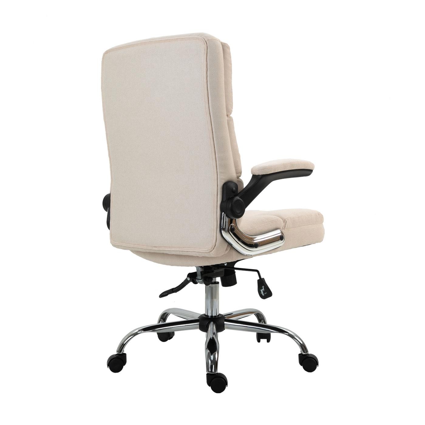Sillón de oficina ALEXANDER, Gran Acolchado, Brazos Abatibles, En Tela color Crema