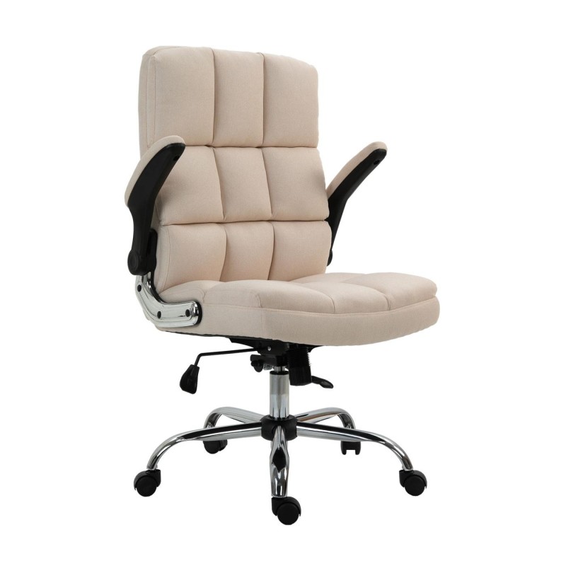 Sillón de oficina ALEXANDER, Brazos Abatibles, Mecanismo Basculante, en Tela color Crema
