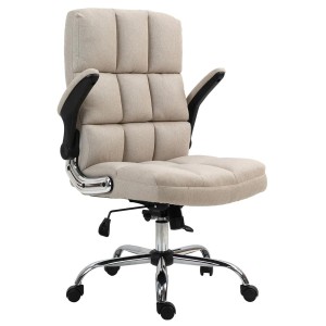 Sillón de oficina ALEXANDER, Brazos Abatibles, Mecanismo Basculante, en Tela color Crema