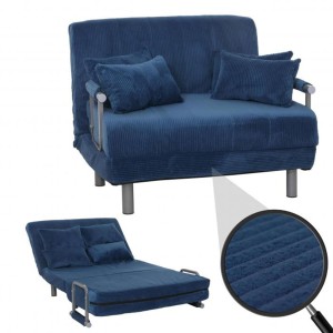 Sofá LESLY, 2 plazas, Convertible en Cama, en Tela color Azul