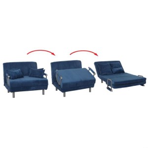 Sofá LESLY, 2 plazas, Convertible en Cama, en Tela color Azul