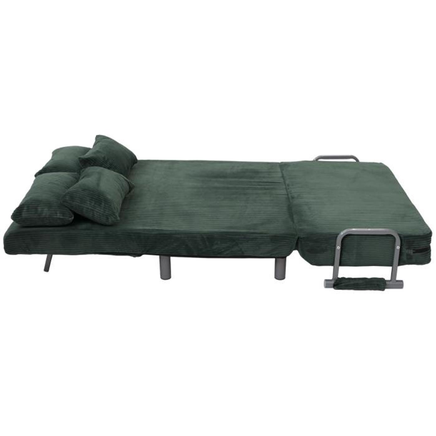 Sofá LESLY, 2 plazas, Convertible en Cama, en Tela color Verde
