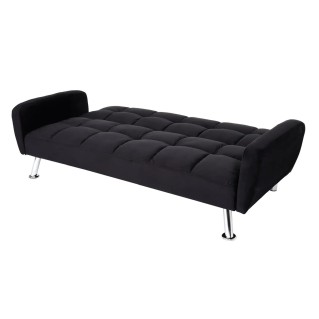 Sofá ERMES, Convertible en Cama, en Terciopelo color Negro 2