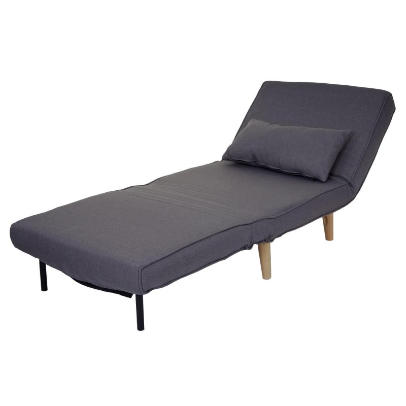 Sofá de 1 plaza PRETTY, Convertible en cama, tela gris oscuro
