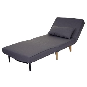 Sofá de 1 plaza PRETTY, Convertible en cama, tela gris oscuro