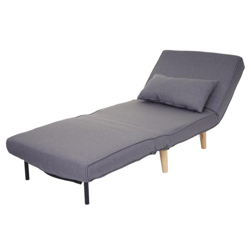 Sofá de 1 plaza PRETTY, Convertible en cama, tela gris oscuro