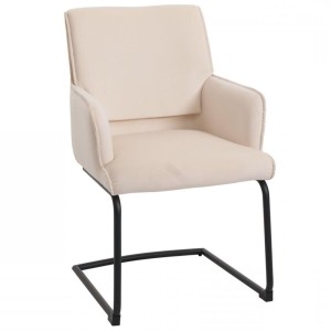 Silla de Confidente NICHOLS, estructura metálica negra, en tela azul oscuro
