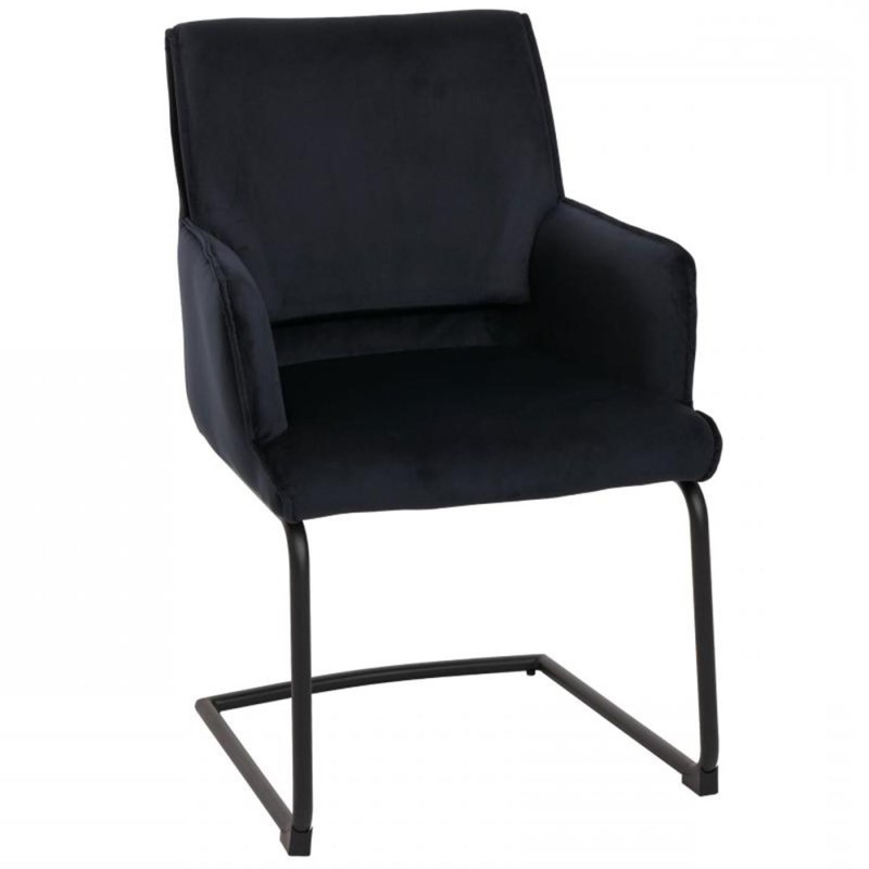 Silla de Confidente NICHOLS, estructura metálica negra, en tela azul oscuro