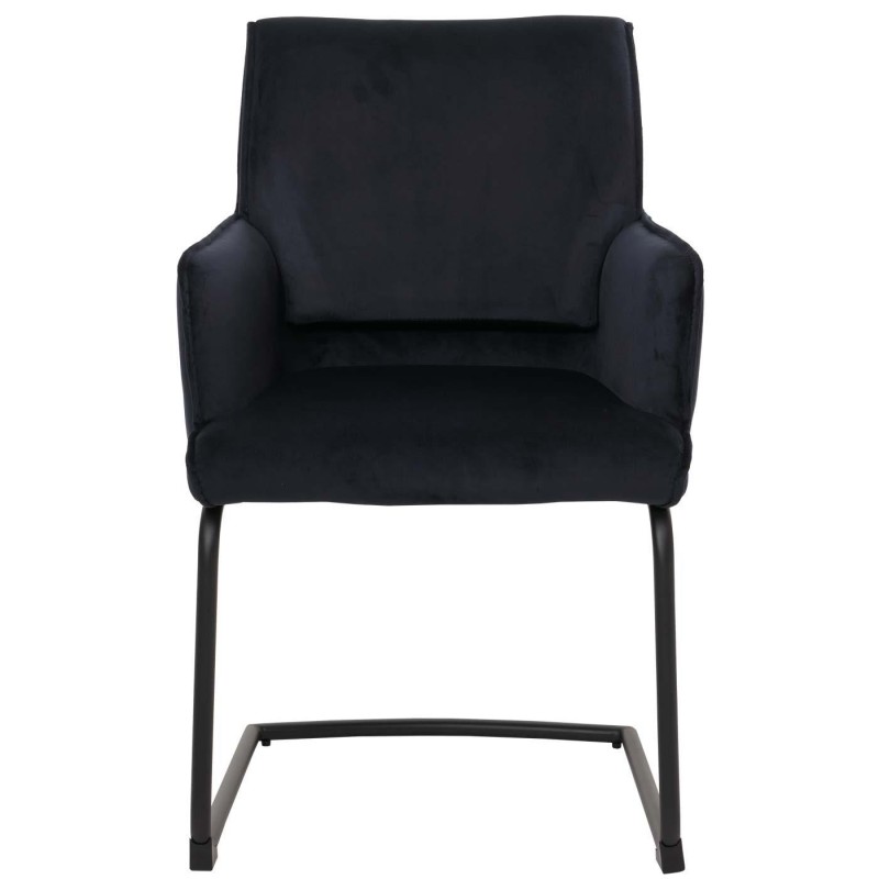 Silla de Confidente NICHOLS, estructura metálica negra, en tela azul oscuro