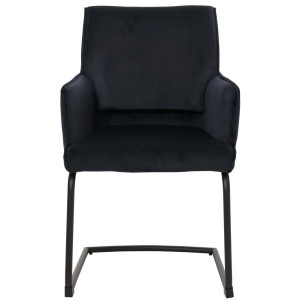 Silla de Confidente NICHOLS, estructura metálica negra, en tela azul oscuro