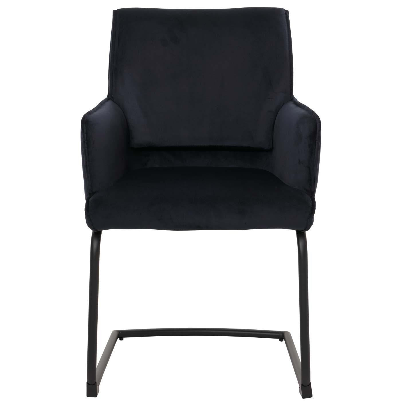Silla de Confidente NICHOLS, Estructura Metálica Negra, Gran Acolchado en Tela color Azul Oscuro
