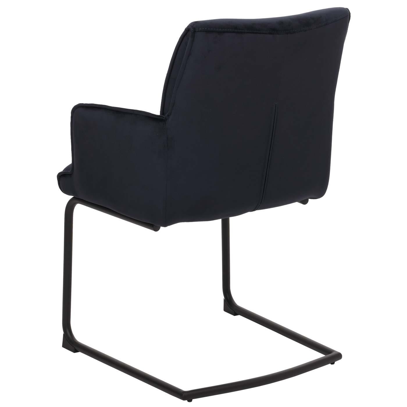 Silla de Confidente NICHOLS, Estructura Metálica Negra, Gran Acolchado en Tela color Azul Oscuro