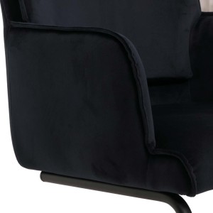 Silla de Confidente NICHOLS, estructura metálica negra, en tela azul oscuro