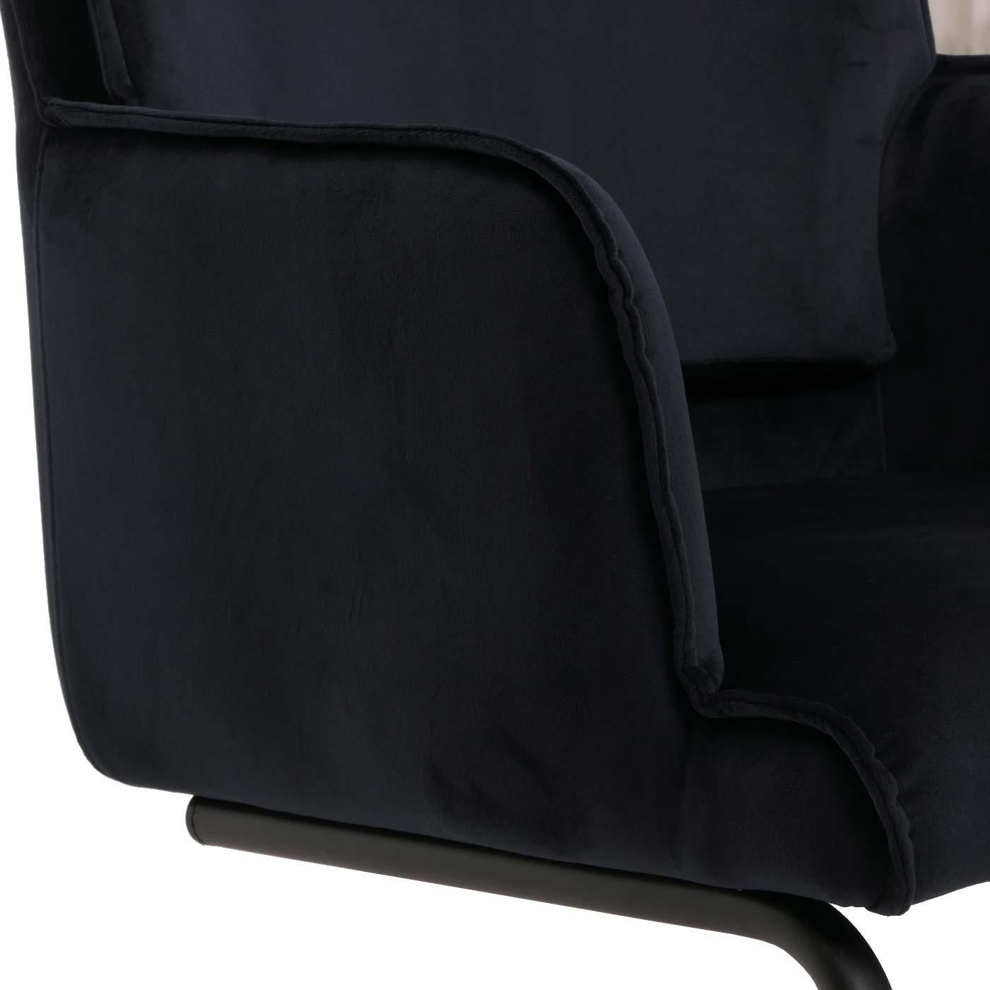 Silla de Confidente NICHOLS, Estructura Metálica Negra, Gran Acolchado en Tela color Azul Oscuro