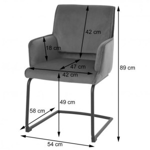 Silla de Confidente NICHOLS, estructura metálica negra, en tela azul oscuro