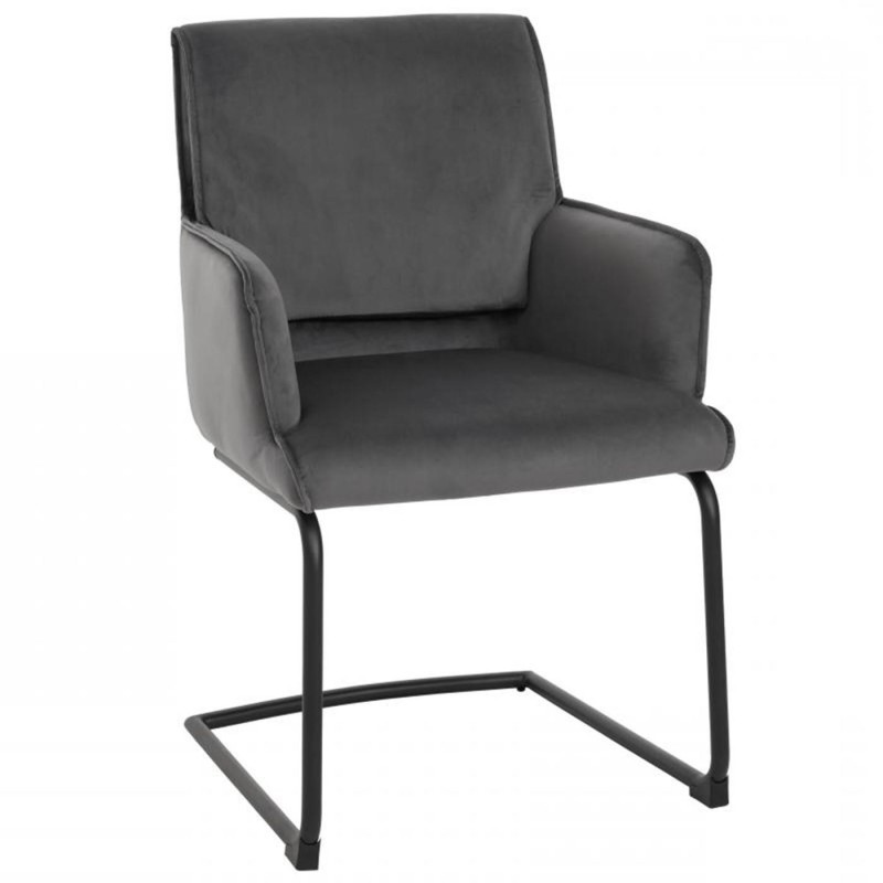 Silla de Confidente NICHOLS, estructura metálica negra, en tela azul oscuro