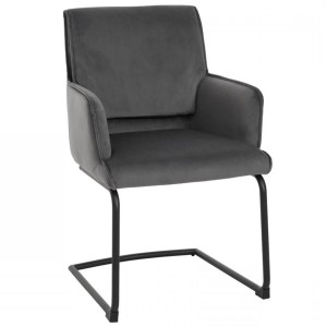 Silla de Confidente NICHOLS, estructura metálica negra, en tela azul oscuro