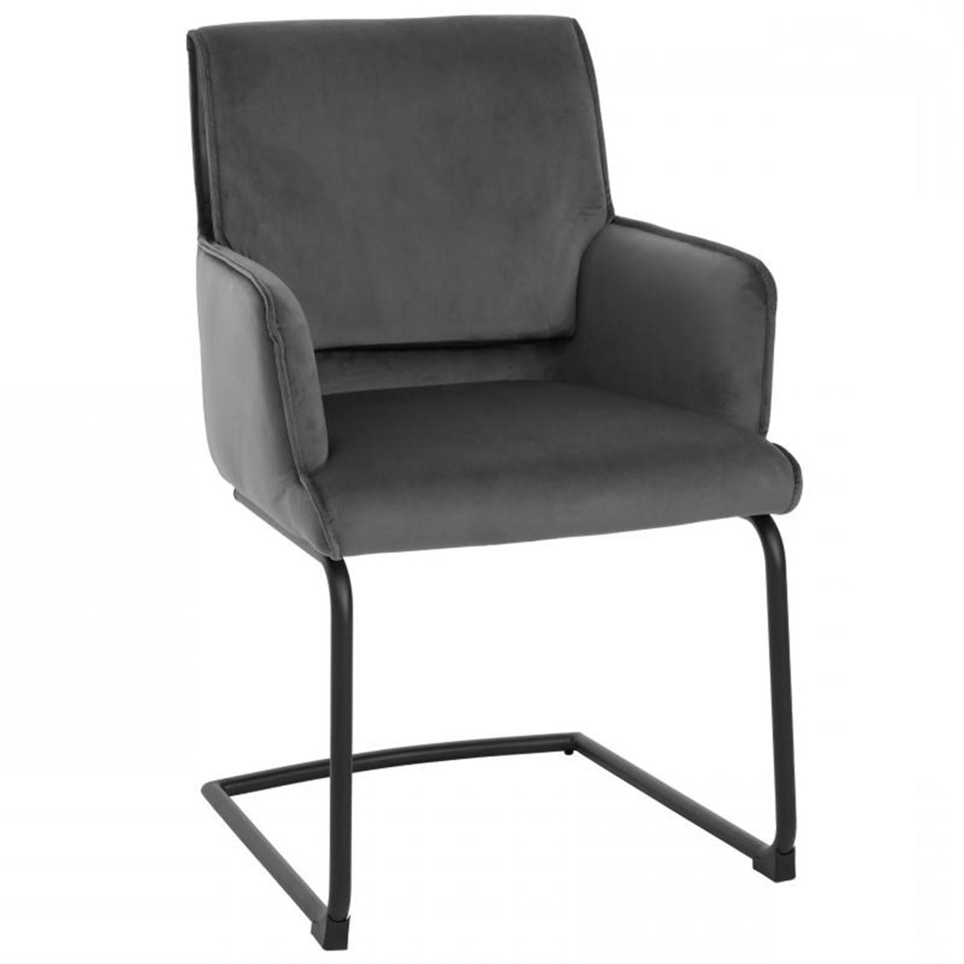 Silla de Confidente NICHOLS, Estructura Metálica Negra, Gran Acolchado en Tela color Azul Oscuro