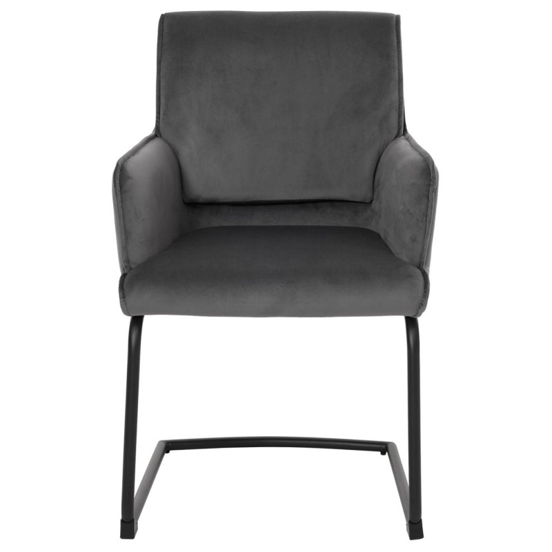 Silla de Confidente NICHOLS, estructura metálica negra, en tela azul oscuro