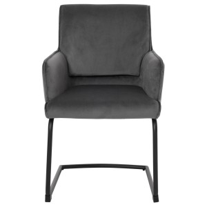 Silla de Confidente NICHOLS, estructura metálica negra, en tela azul oscuro
