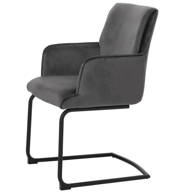 Silla de Confidente NICHOLS, estructura metálica negra, en tela azul oscuro