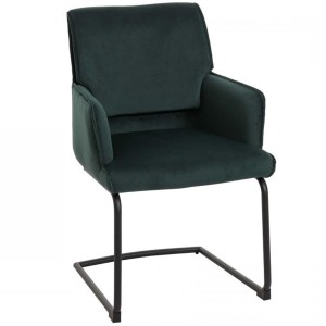 Silla de Confidente NICHOLS, estructura metálica negra, en tela azul oscuro