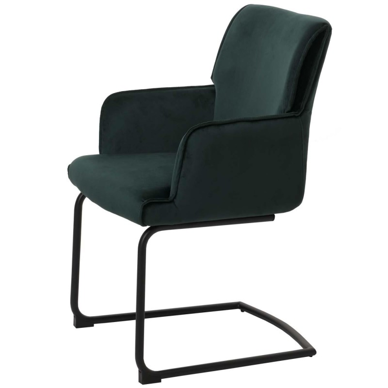 Silla de Confidente NICHOLS, estructura metálica negra, en tela azul oscuro