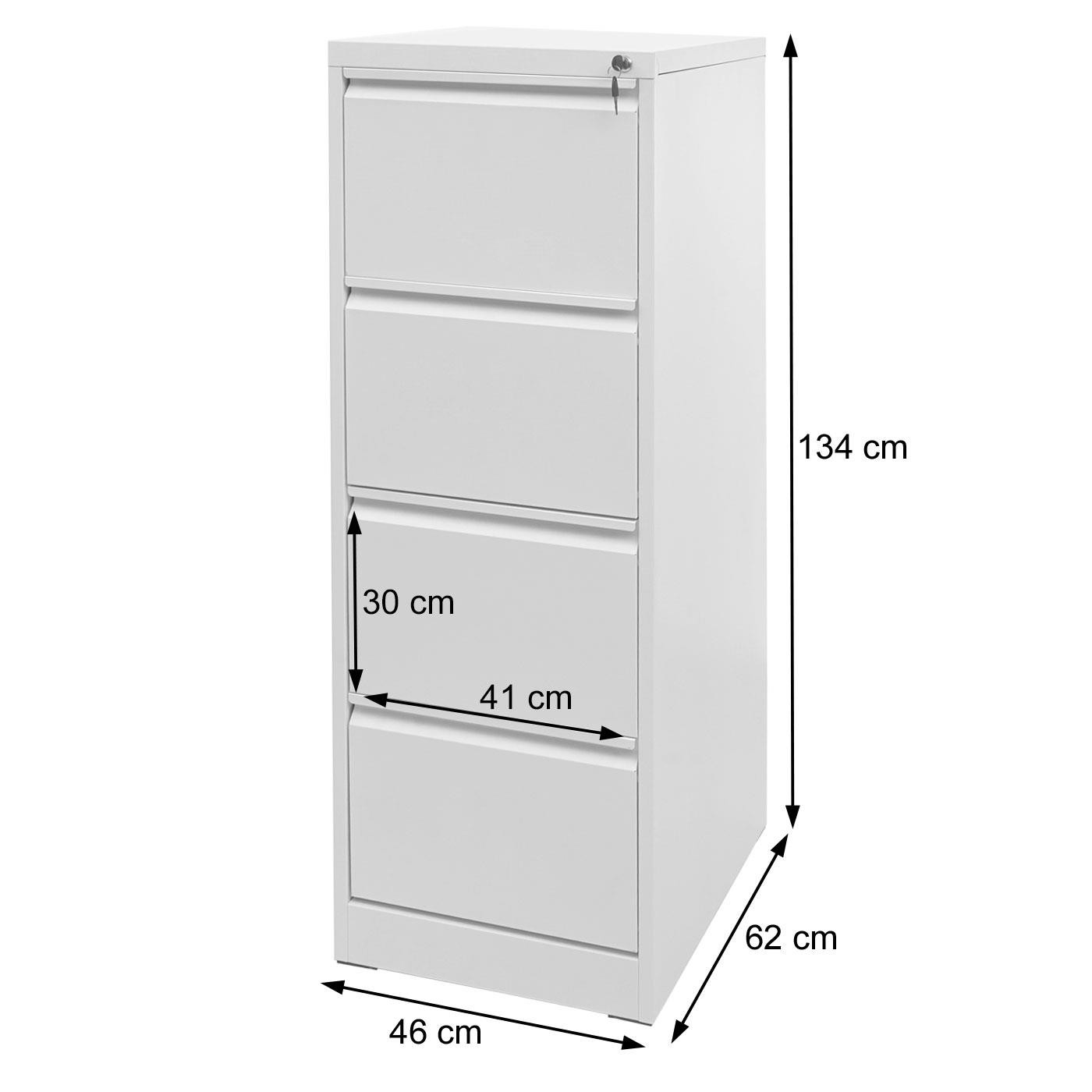 Archivador GIBERT, 4 cajones, 132x62x46 cm, en Acero color Blanco